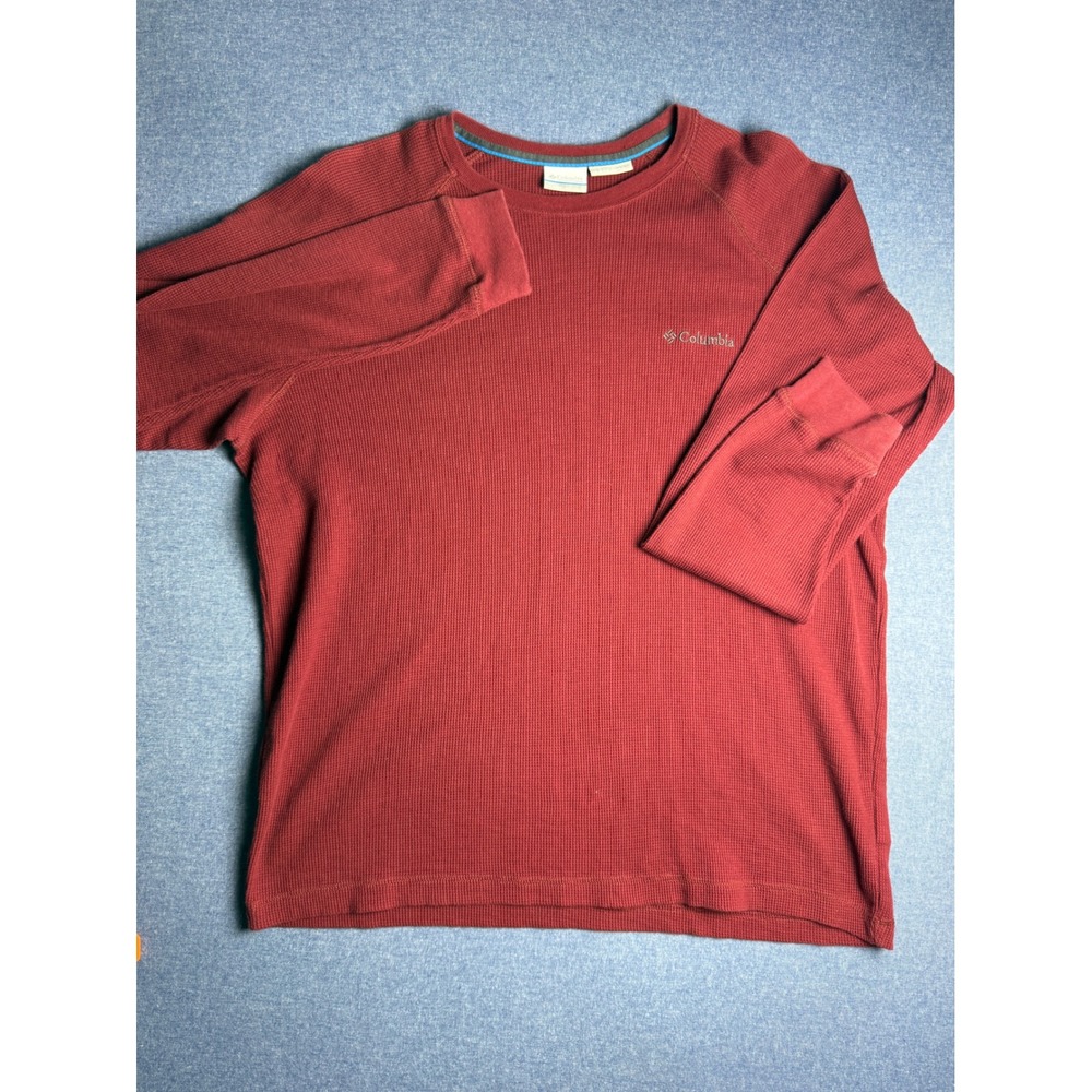 Columbia Mens Omni-Wick Waffle Knit Thermal Long Sleeve Shirt Red Large 0193
